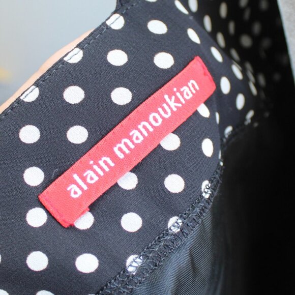 Alain Manoukian VTG 90s Black White Polka Dot Ruffle Sleeveless Dress Size Small - Picture 3 of 7